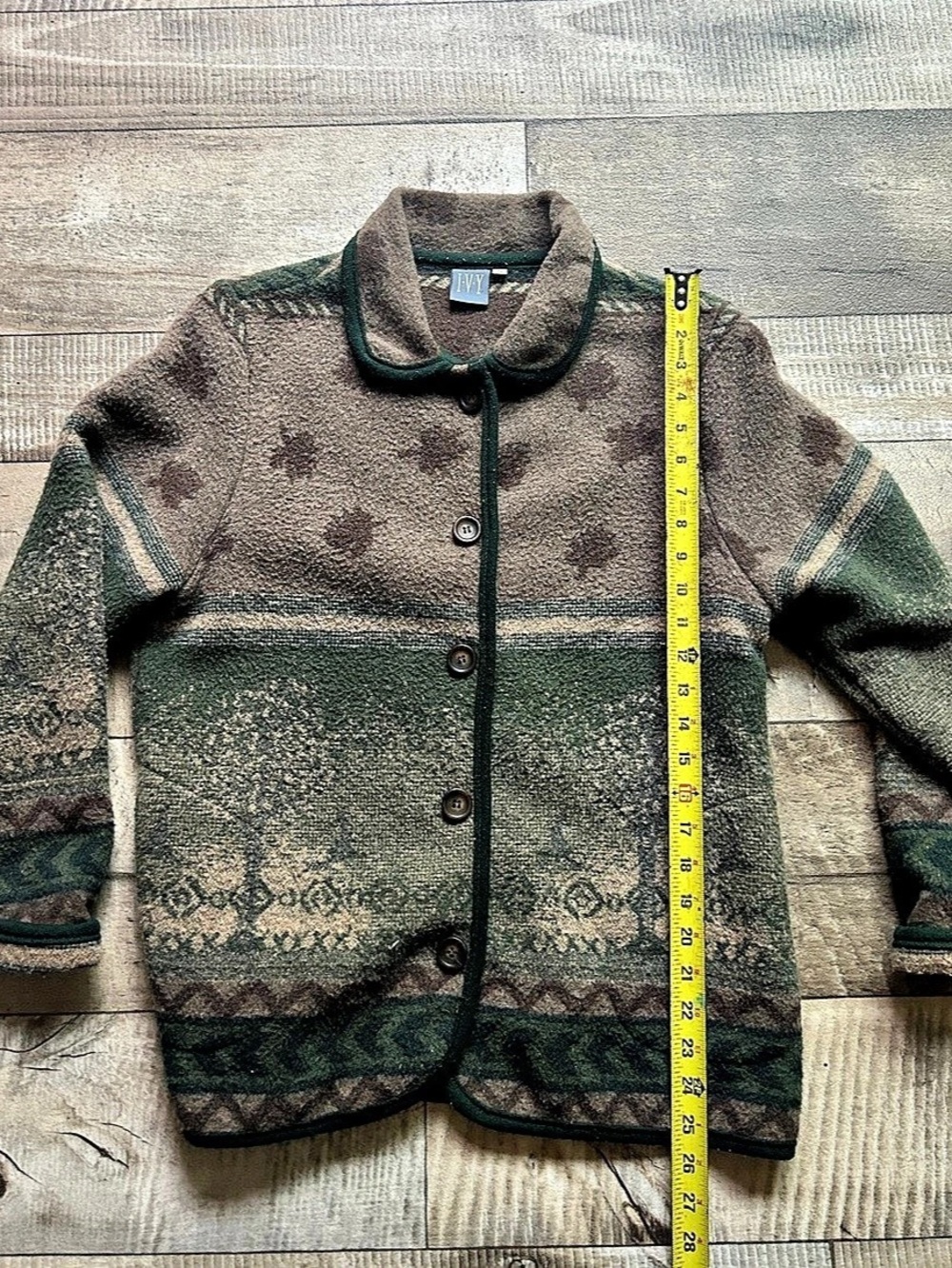 Vintage 90s IVY Nature Print Button-Up Fleece Jacket
